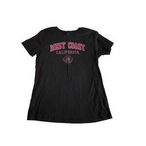 Gildan Softstyle West Coast California Graphic T-Shirt Black Womens Size M